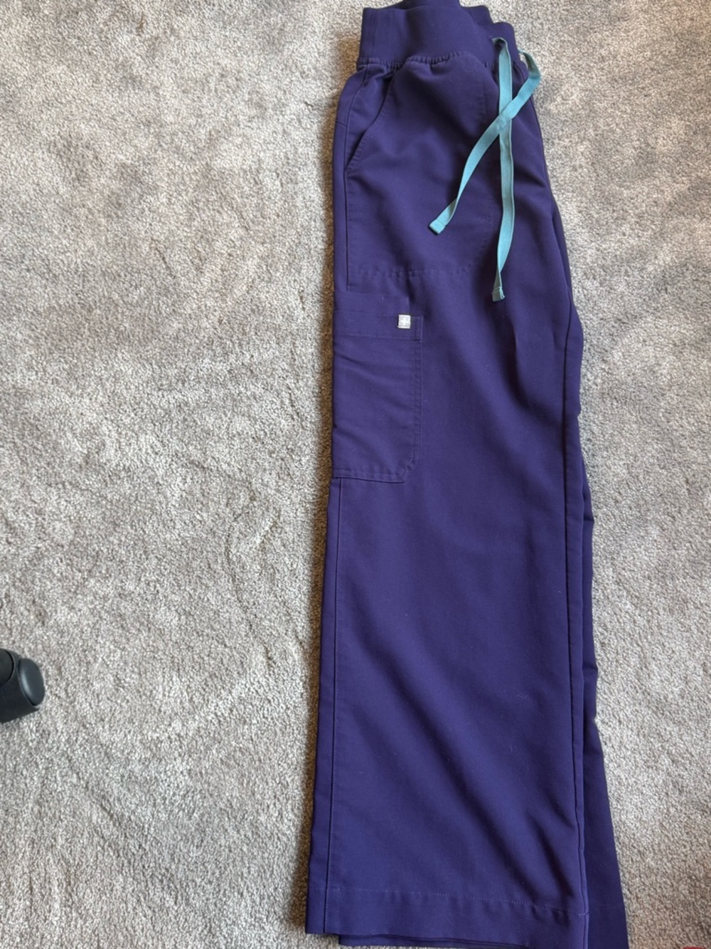 Figs Purple Jogger Scrub Pants with Teal Drawstring